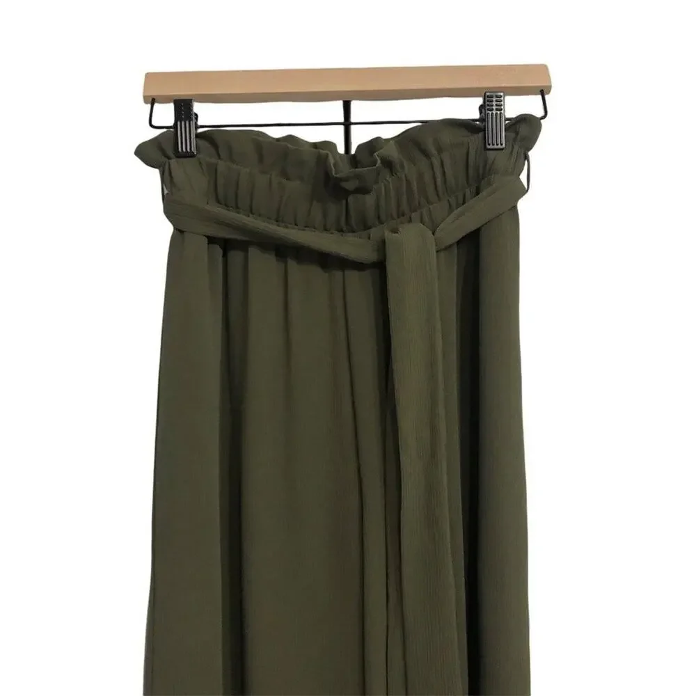 Gilli Sample Women's Gathered Waist Wide Leg High Waist Tie Belt Pants SIZE Smal